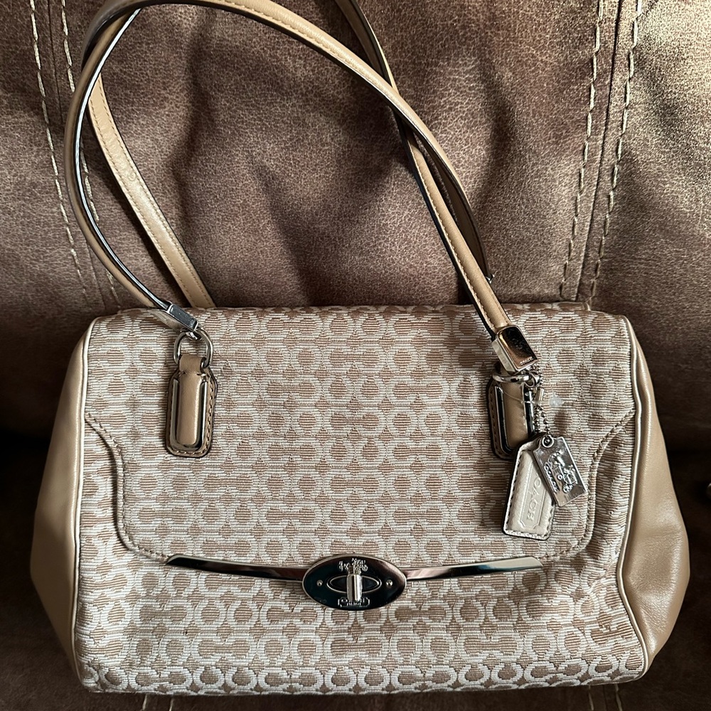 Coach Madison Op Art Needlepont Satchel